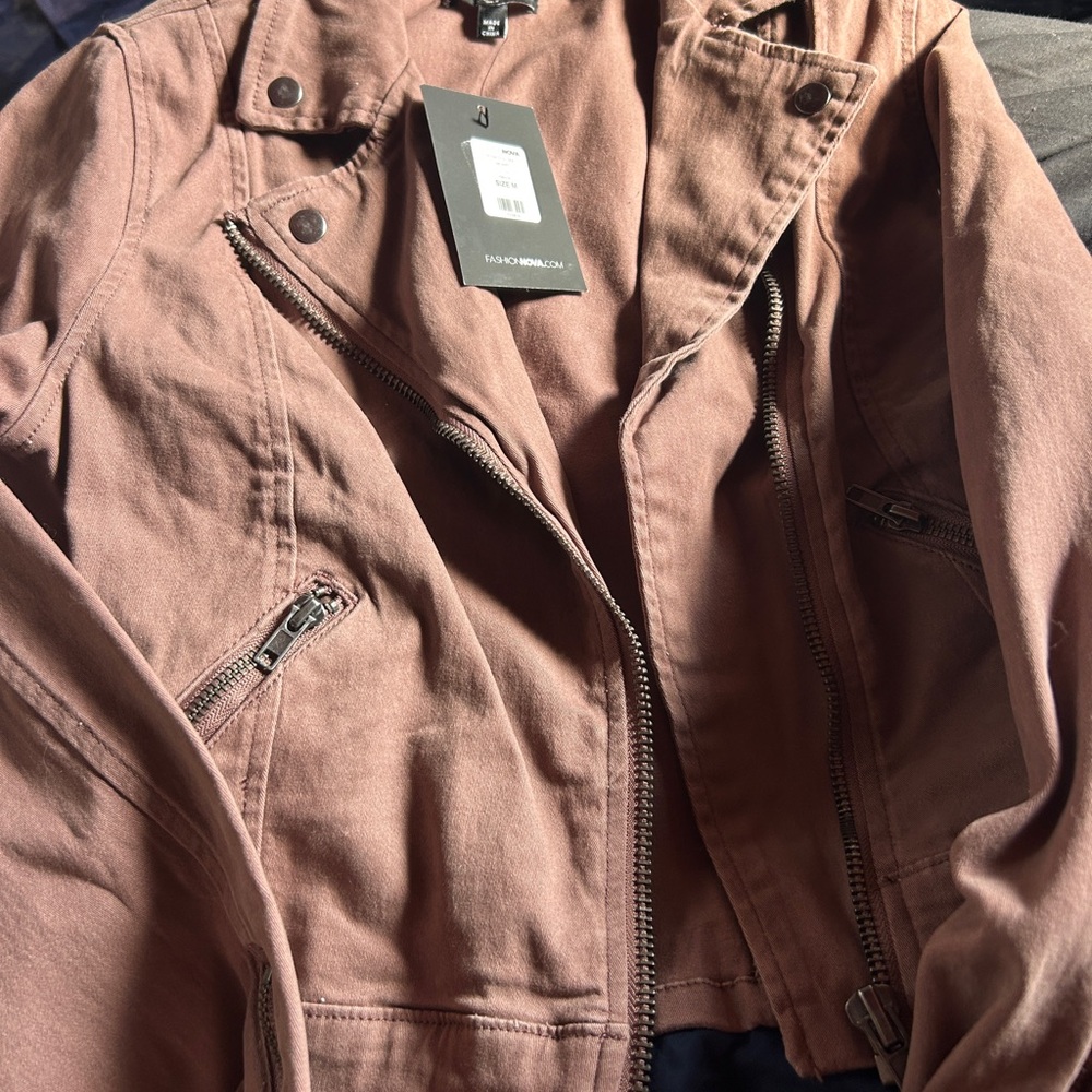 Fashion Nova Dusty Mauve Moto Jacket - Zip Front